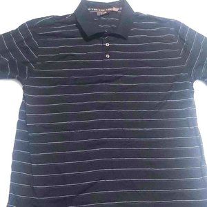 5 Iron Mens Black Golf Medium Striped Polo Short Sleeves Shirt